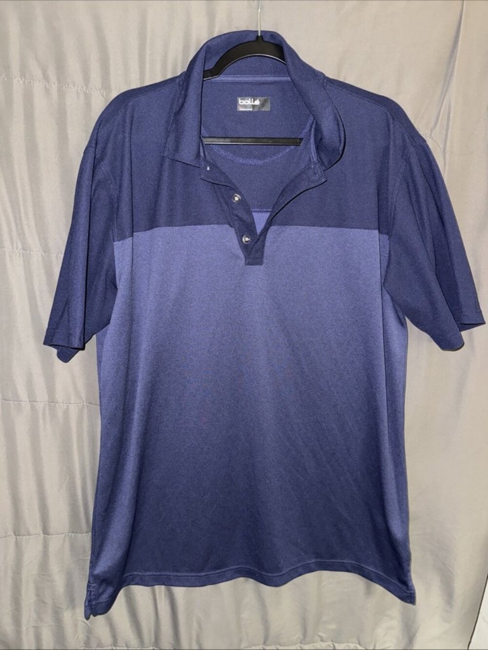 Bolle Golf Mens Tech Polo Shirt XLT Blue Colorblock Sporty Performance Short Sle